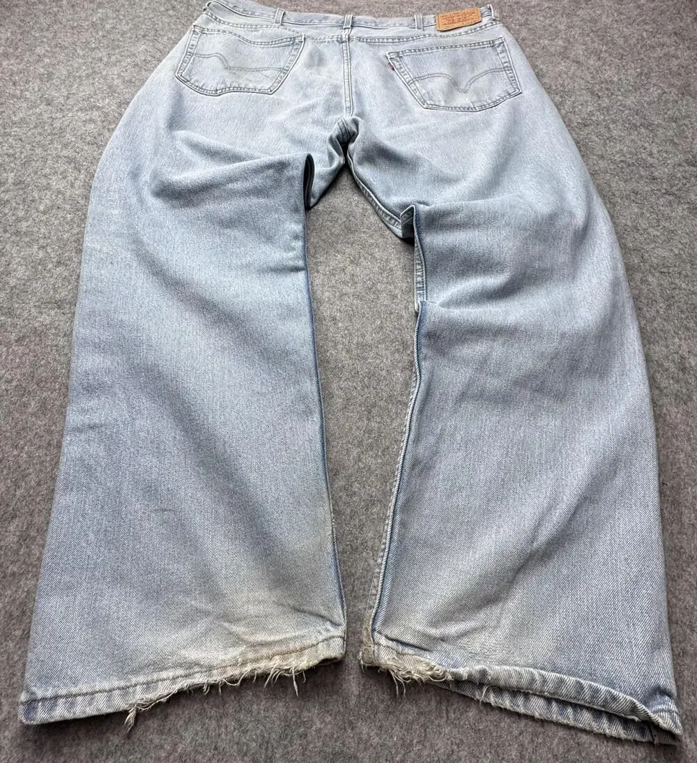 Vintage Levi's 505 Jeans Mens 42x30 Light Wash Straight Leg Distressed